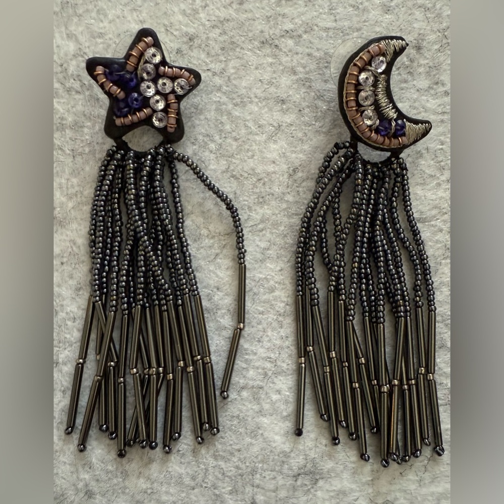 Stella & Dot Star and Moon Chandelier Earrings EUC